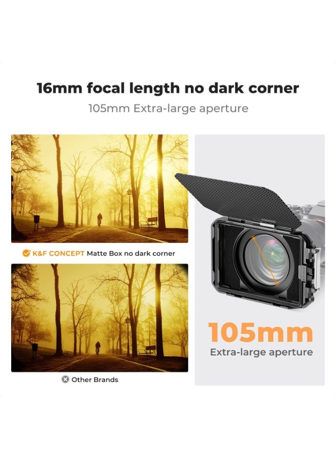 كيه آند إف كونسبت صندوق عدسة K&F CONCEPT، صندوق عدسة لكاميرا DSLR مع غطاء علوي من ألياف الكربون، مع حلقات محول 67/72/77/82/95 مم لفلتر ND UV/فلتر دائري 4x5.65 - Image 2